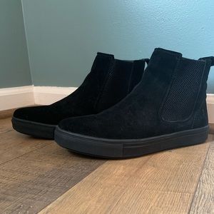 Reserved footwear black suede slip on ankle boot